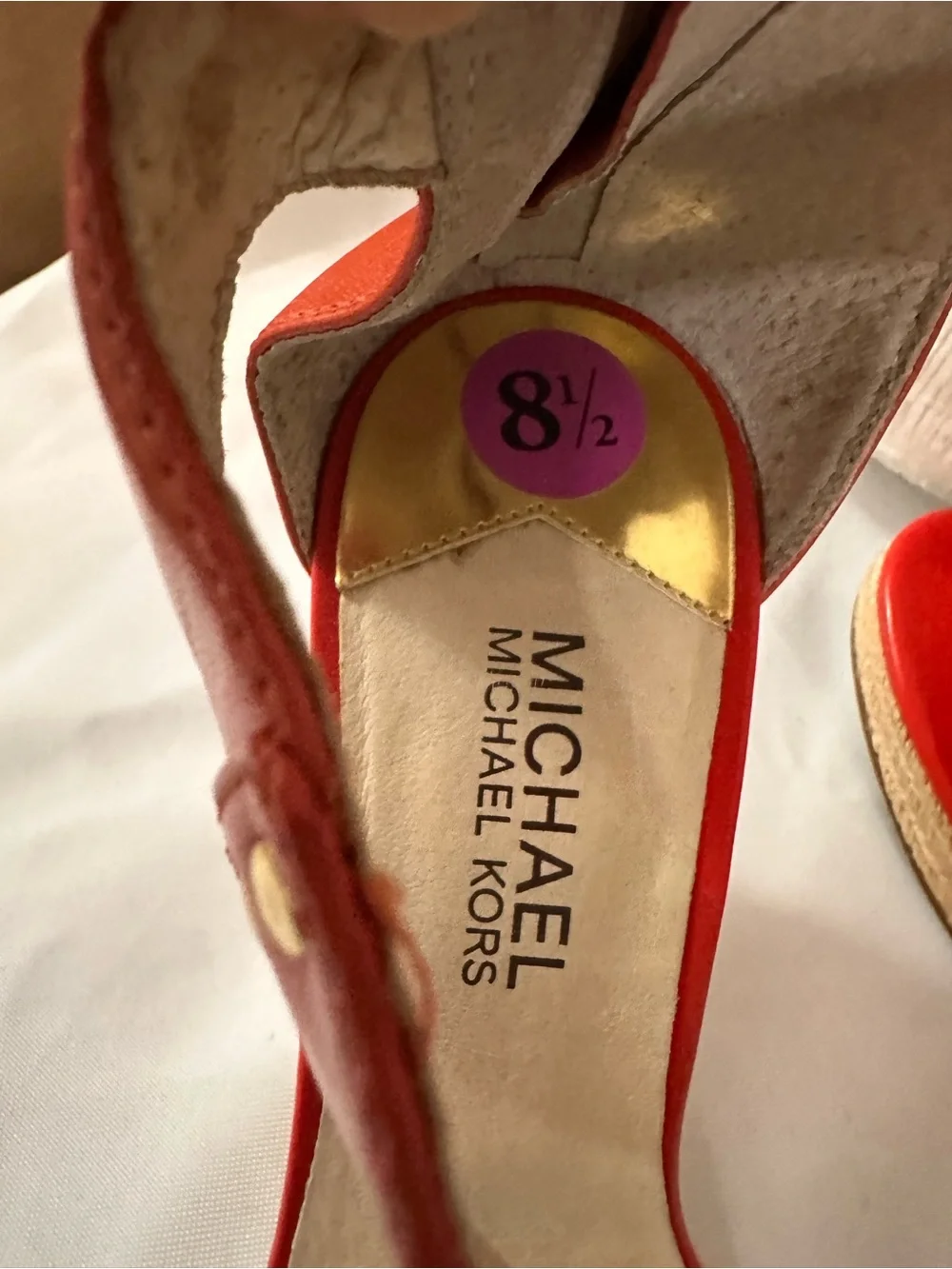 Michael Kors Red-Orange Espadrille Wedge Sandals